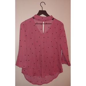 Small- Pink Blouse with Black Stars